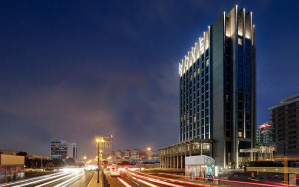 Exterior view of Rove Healthcare City Hotel in Dubai