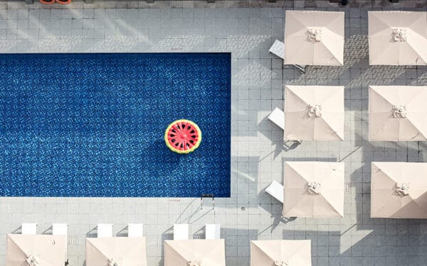 Swimming pool view at Rove Healthcare City Hotel in Dubai