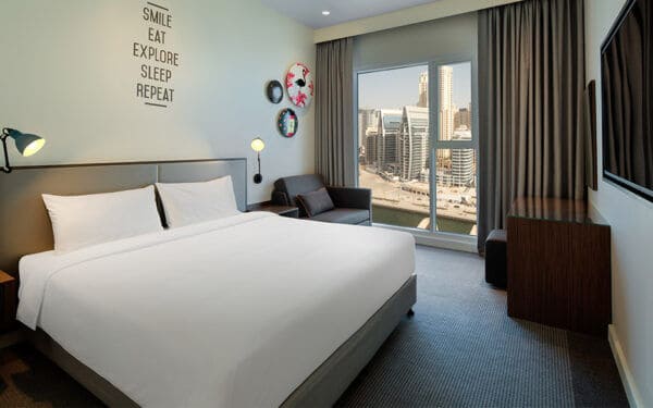 Outside view from Rove Hotel rooms in Dubai