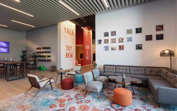 Waiting area at Rove Trade Centre Hotel in Dubai